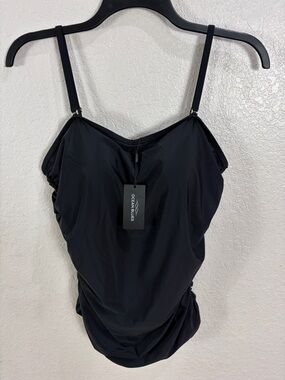 Ocean Blues Black Ruched One-Piece Swimsuit,Size 2XL.